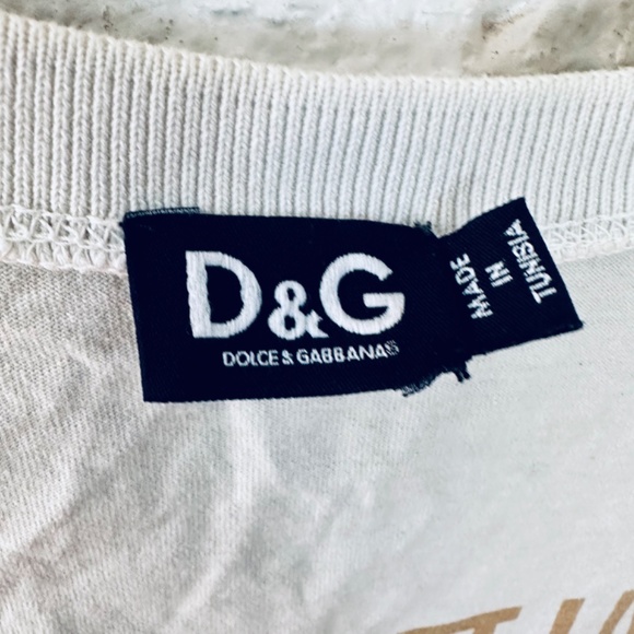 Vintage Dolce Gabbana T-Shirt 90s Big Logo Monogram Luxury Man Beige Size M - Picture 5 of 7
